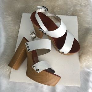 white clog heels